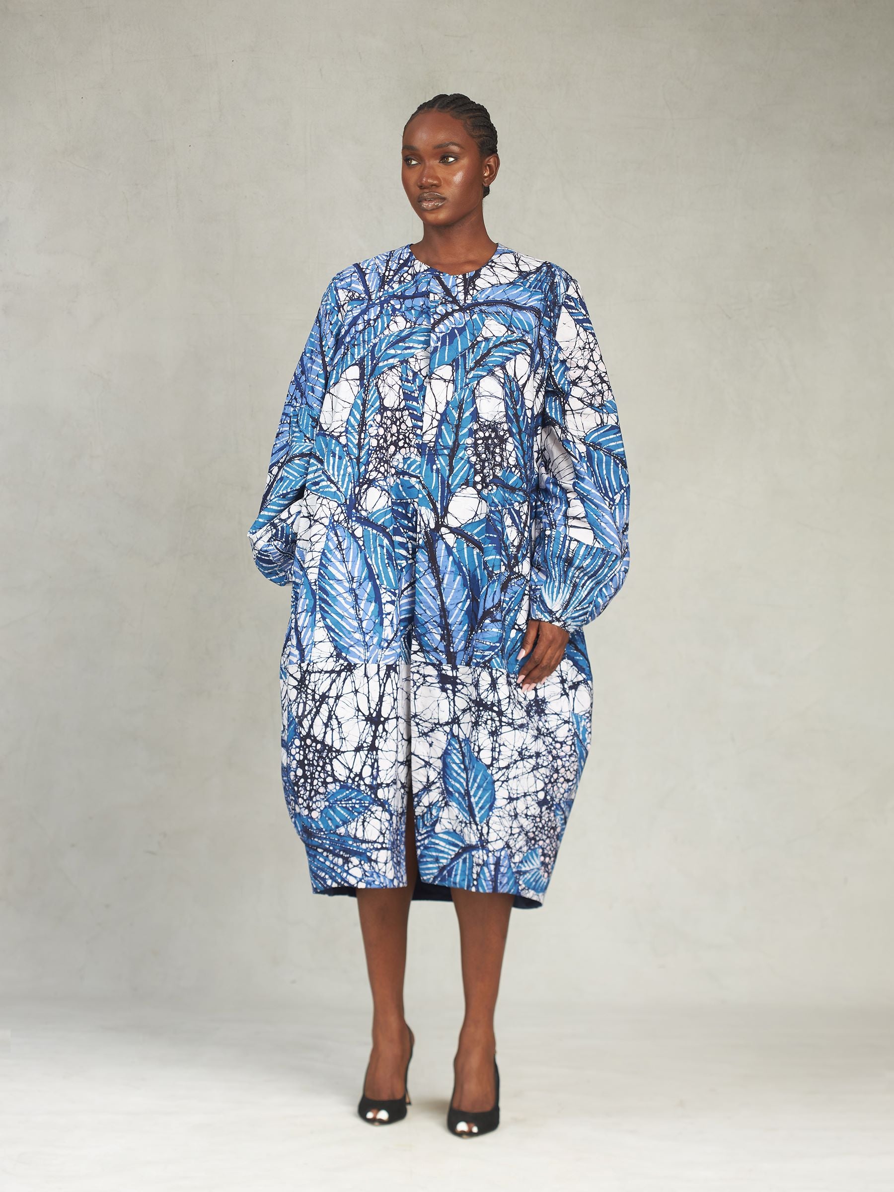 Blue cocoon coat on sale